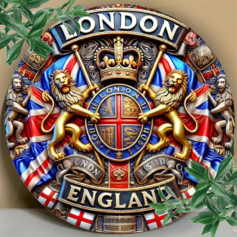 Home Bar Lounge - Panneau en émail «Tudor Heraldry Relic
