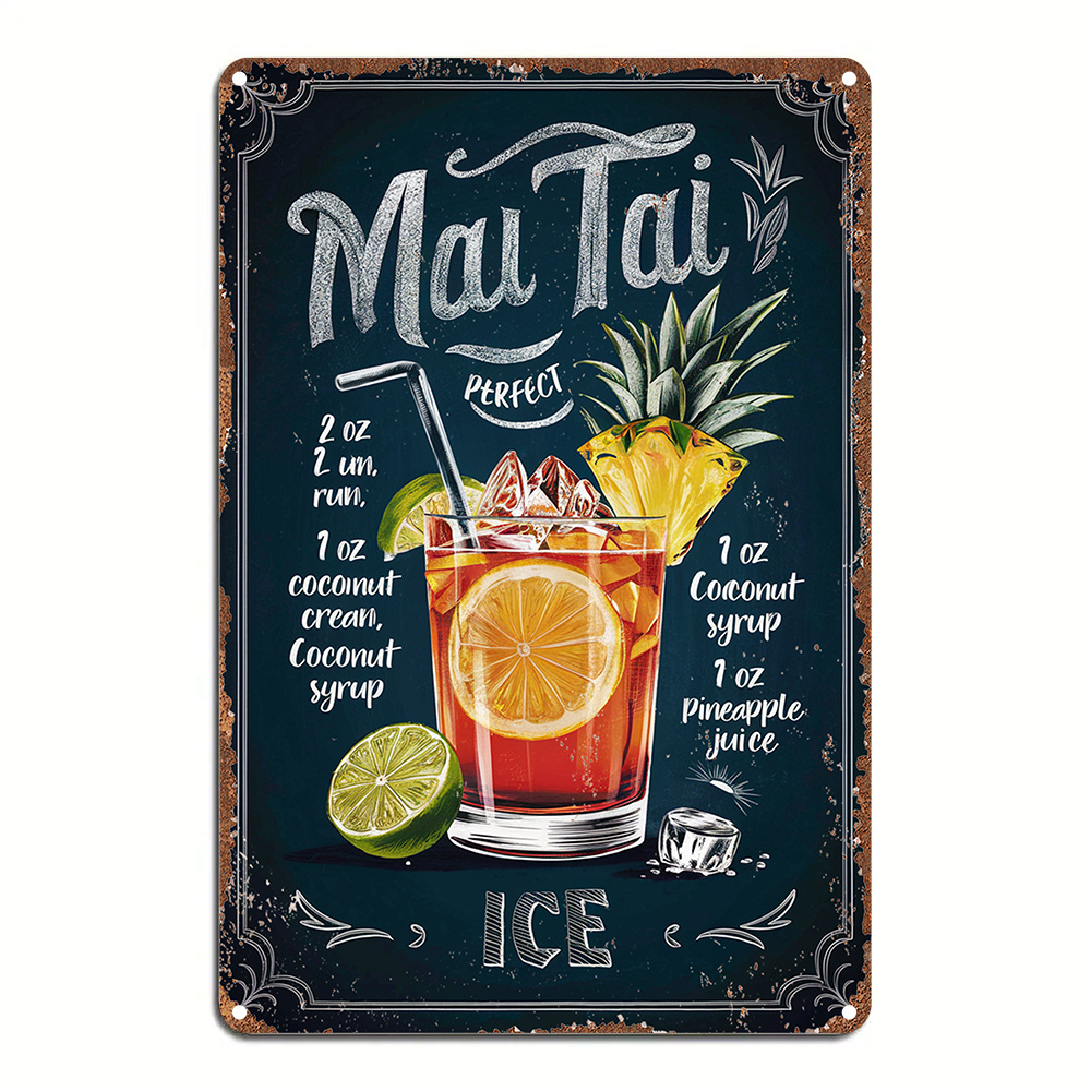 Home Bar Lounge - 1pc Plaque Métallique Vintage Liste des