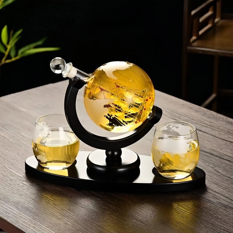 Decanter Globe Set - Ensemble de carafe à vin décorative,