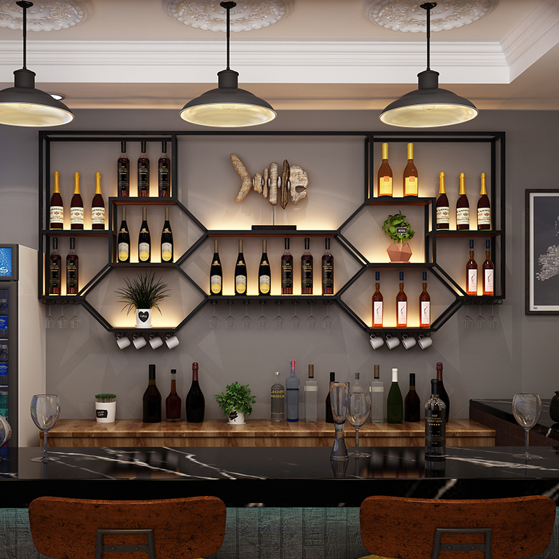Home Bar Shelf - Étagères en métal armoire à vin