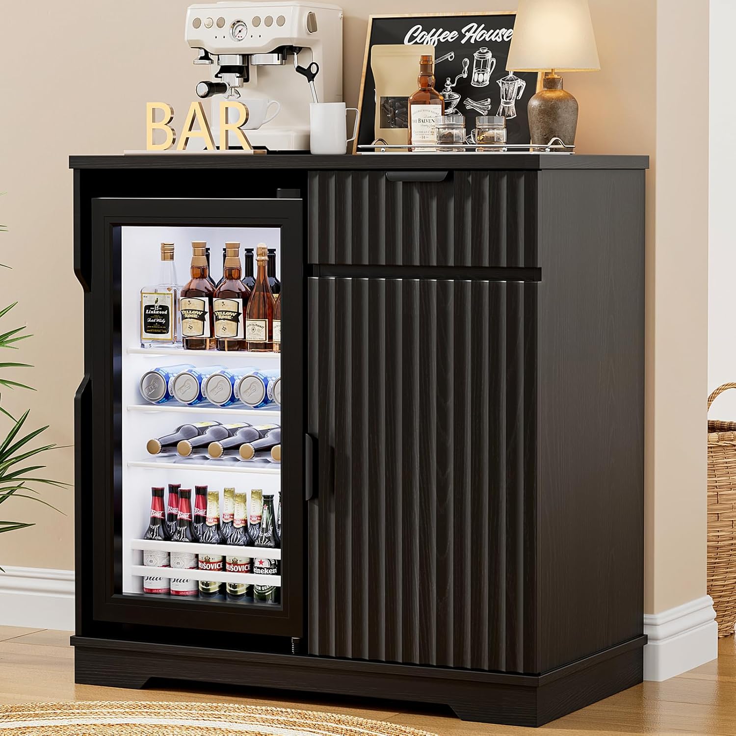 Meuble bar à café cannelé avec - Home Bar And Fridge avis et prix