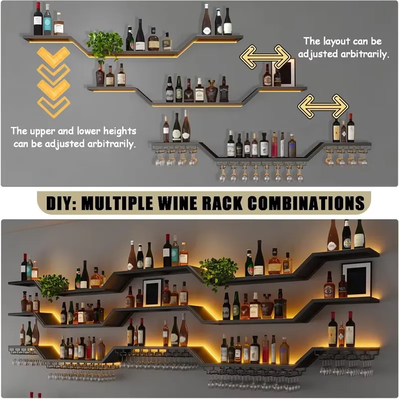 Étagère à vin murale LED de 70 - Home Bar Shelf avis et prix