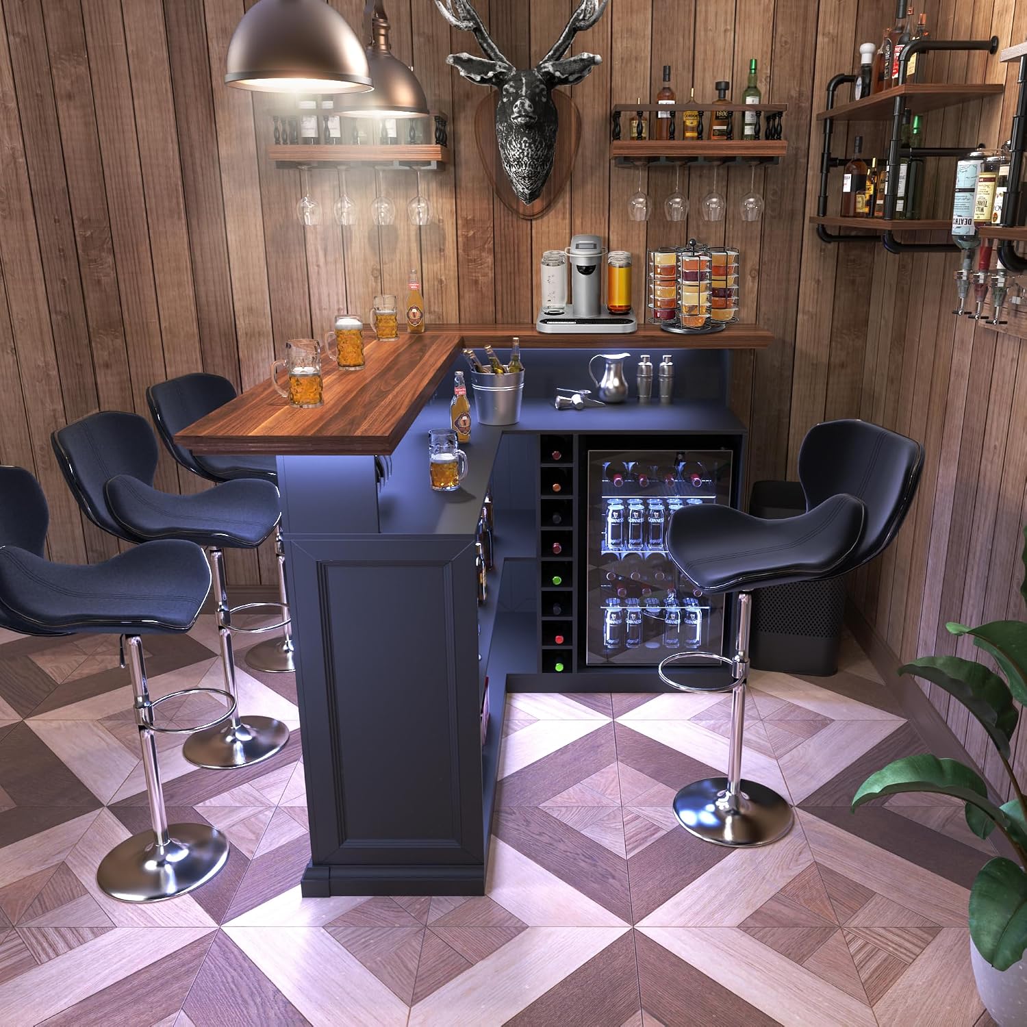 Meuble bar en L pour la maison - Home Bar And Fridge avis et prix